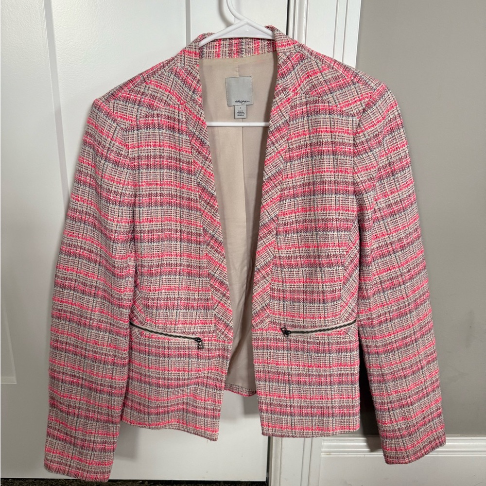 Halogen Pink and White Plaid Blazer